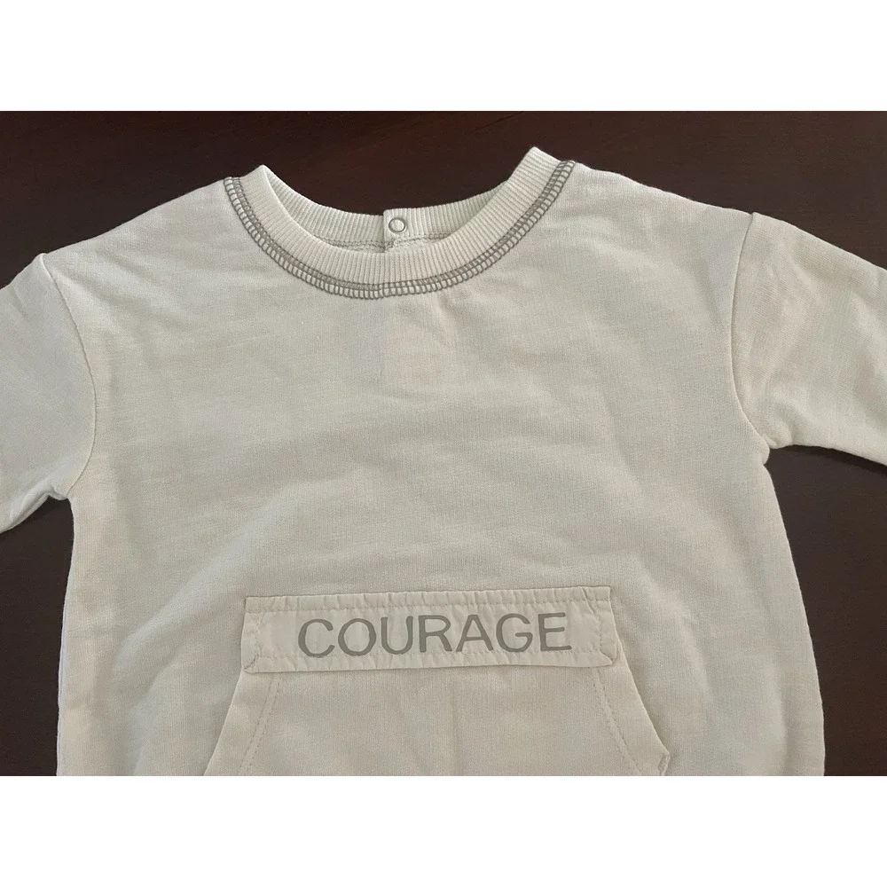Grayson Mini Baby Off - White Long Sleeve COURAGE Bodysuit Outfit Size 12 M NWT